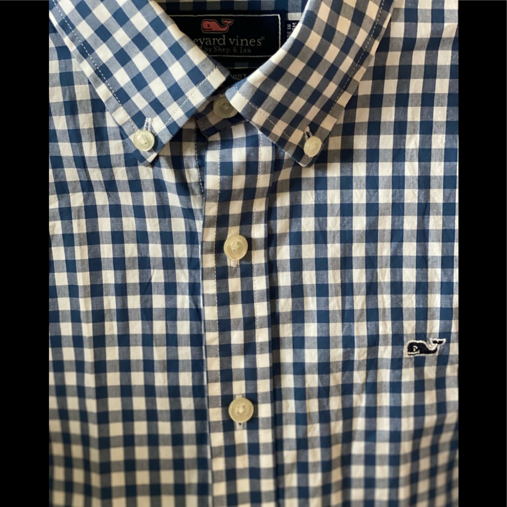 Boys Vineyard Vines Gingham Shirt, XL (18).